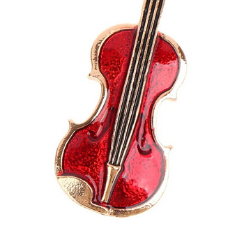 1Pc Fashion Κομψές κόκκινες καρφίτσες βιολιού Καρφίτσες Lady Crystal Rhinestone Μουσικά Όργανα Αξεσουάρ κοσμήματα καρφίτσα καρφίτσα