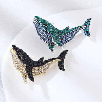 Μόδα Vintage στυλ Δελφίνι Κοσμήματα Καρφίτσα Γυναίκα Μαύρο Δελφίνι Φάλαινα Κρεμαστό Καρφίτσα Καρφίτσα Κρυστάλλινο Δώρο Γάμου στρας