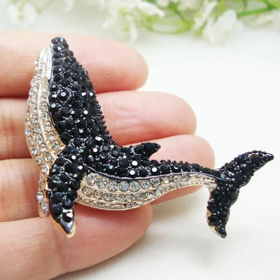 Μόδα Vintage στυλ Δελφίνι Κοσμήματα Καρφίτσα Γυναίκα Μαύρο Δελφίνι Φάλαινα Κρεμαστό Καρφίτσα Καρφίτσα Κρυστάλλινο Δώρο Γάμου στρας