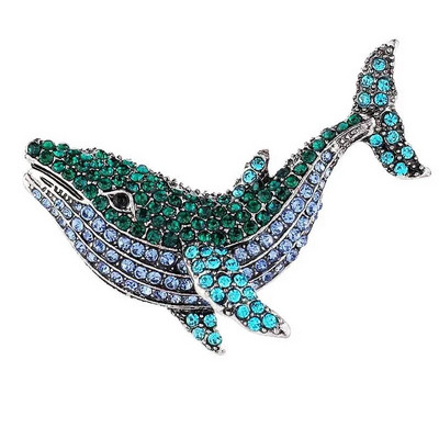 Μόδα Vintage στυλ Δελφίνι Κοσμήματα Καρφίτσα Γυναίκα Μαύρο Δελφίνι Φάλαινα Κρεμαστό Καρφίτσα Καρφίτσα Κρυστάλλινο Δώρο Γάμου στρας