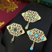 Päikesespicems Mood Maroko Naised Pross Araabia Lill Abaya Caftan Pross Hijab Pins Kuldvärvi Alžeeria Pruudi Pulmaehted