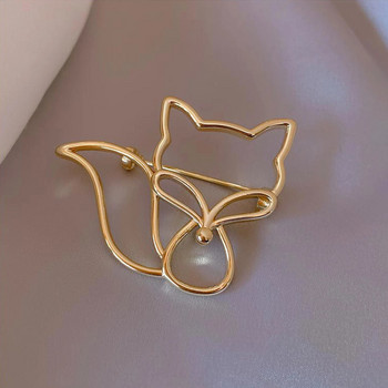 1PC Fashion Metal Hollow Fox Καρφίτσα Denim Badge Corsage for Women Τσάντα ζώων Διακοσμητικές καρφίτσες Δώρα κοσμήματα σε χρυσό χρώμα