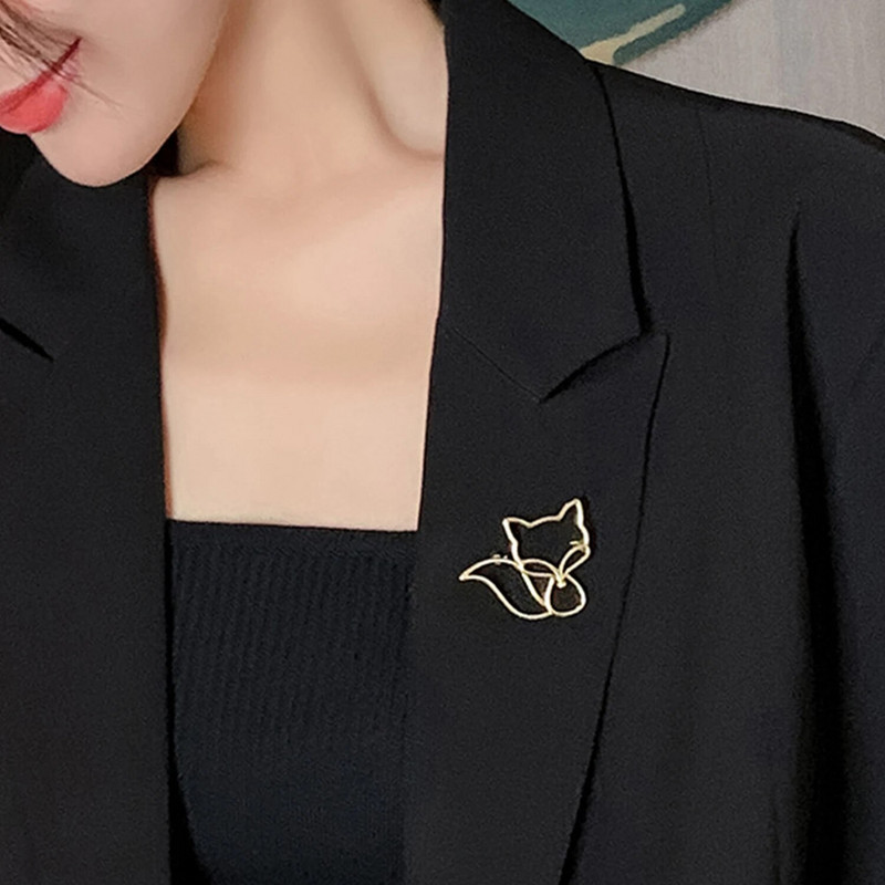 1PC modni metalni šuplji broš od lisice igla traper značka korsaž za žene torba sa životinjama ukrasne igle zlatne boje nakit darovi