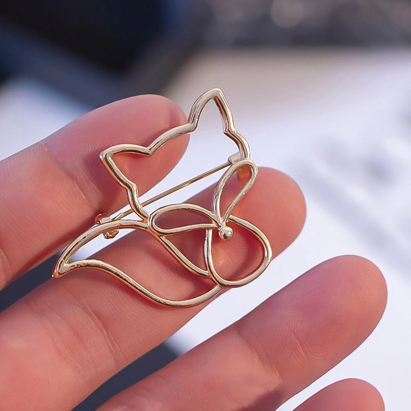 1PC modni metalni šuplji broš od lisice igla traper značka korsaž za žene torba sa životinjama ukrasne igle zlatne boje nakit darovi