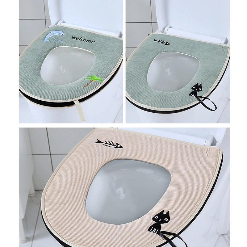 Universaalne WC-istme kate Talvine soe pehme WC matt Vannitoa pestav eemaldatav tõmblukk koos ümberpööratava kaanega käepide Veekindel majapidamine