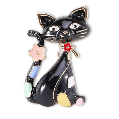 Hanreshe κινούμενα σχέδια κινέζικης αιολικής γάτας καρφίτσα καρφίτσα σμάλτο λουλούδια πολύχρωμη τέχνη αφηρημένη καρφίτσες ζώων Πέτο σακίδιο κοσμήματα