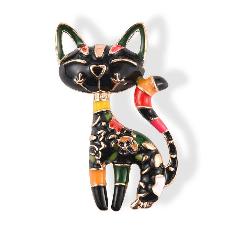 Hanreshe κινούμενα σχέδια κινέζικης αιολικής γάτας καρφίτσα καρφίτσα σμάλτο λουλούδια πολύχρωμη τέχνη αφηρημένη καρφίτσες ζώων Πέτο σακίδιο κοσμήματα