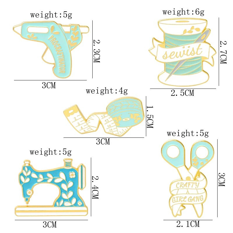 Multikas Loominguline Õmblusmasin Käärid Nõel Lõng Emailnõelad Armsad Sulamist Märk Lõbusad Aksessuaarid Naiste Ehted Kingitus lapsele