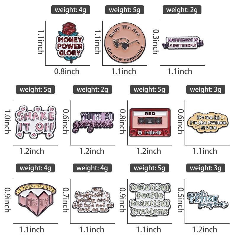 Emajlirana igla s natpisom Romantična traka Broš s ružom Prilagođena značka za rever Zabavni crtani nakit Poklon za prijatelje, djecu