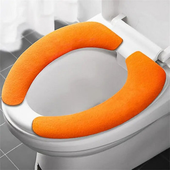 1PCS комплект Топъл фланелен стикер за тоалетна за многократна употреба Калъфи за тоалетни седалки Миещ се пълнеж за тоалетна седалка Подложка за баня Калъф за седалка Универсален