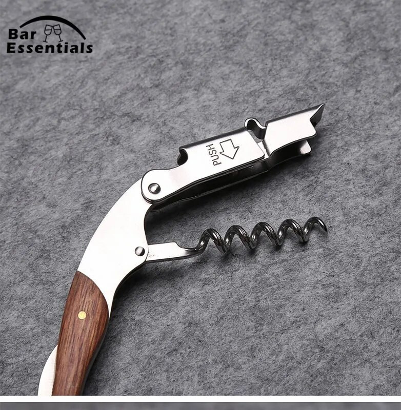 Multifunktsionaalne puidust käepidemega veinikorgitseriga pudeliavaja roostevabast terasest antiiksed veinitööriistad