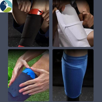 1 чифт футболен предпазител за пищяла с джобни компресионни ръкави за прасеца Спортни чорапи Футболен протектор за опора на краката за възрастни тийнейджъри