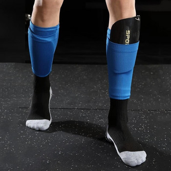 1 комплект полезни футболни защитни чорапи за възрастни деца с джобни футболни подложки за пищяла Ръкави за крака Поддържащ предпазител за пищяла Подпора за прасеца