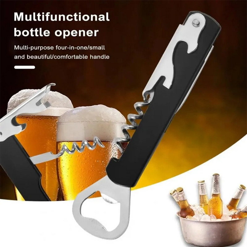 Skardos folijos pjaustytuvas butelių atidarytuvas Patvarus 3 viename nerūdijančio plieno butelių atidarytuvas namų virtuvei Vyno alaus atidarytuvas vandeniui, kad būtų lengva