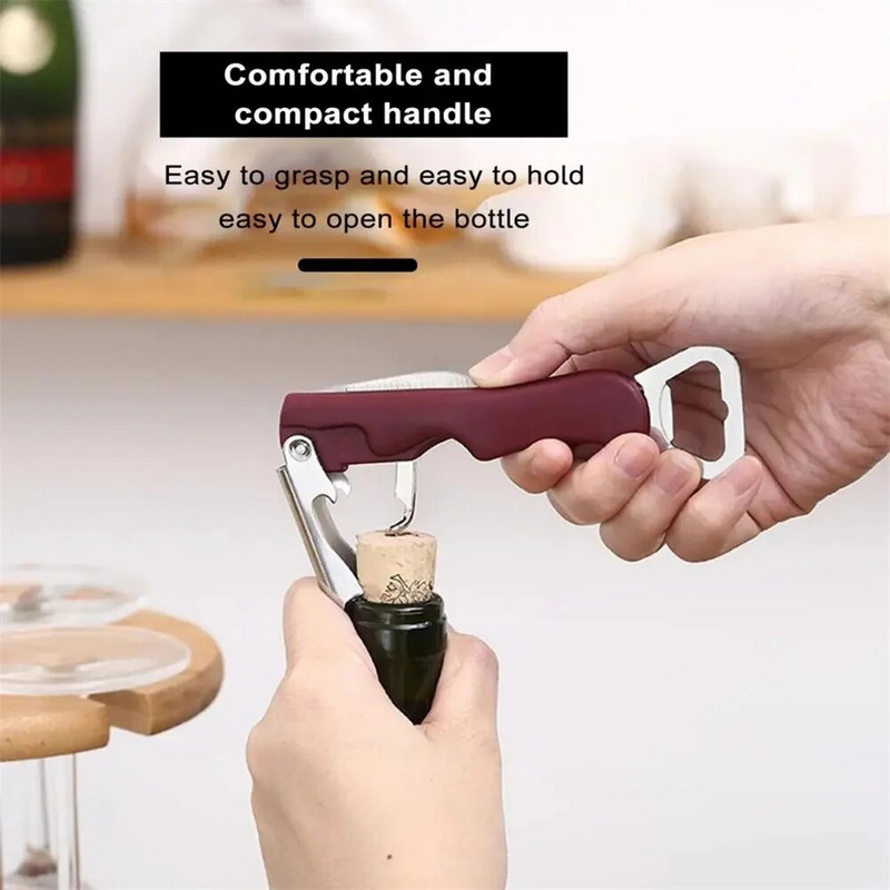 Skardos folijos pjaustytuvas butelių atidarytuvas Patvarus 3 viename nerūdijančio plieno butelių atidarytuvas namų virtuvei Vyno alaus atidarytuvas vandeniui, kad būtų lengva