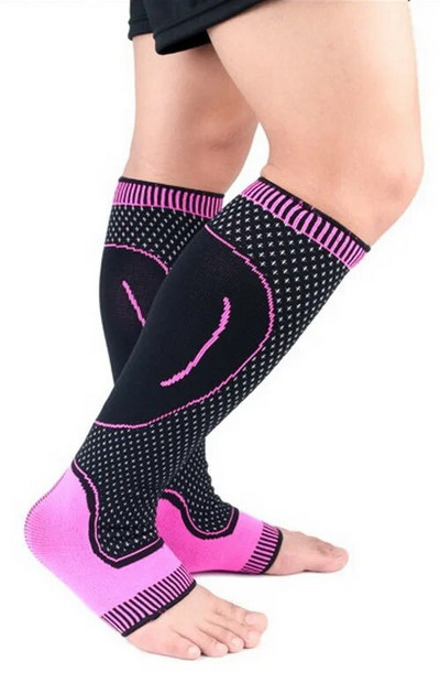 1 paar kootud jooksujalgrattasoojendajad Elastne pahkluu kaitse jalgpallile korvpallile spordijala sääre kompressioonvarrukad