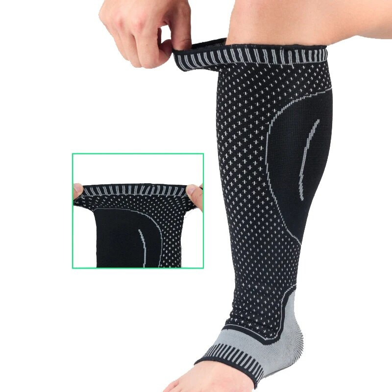 1 paar kootud jooksujalgrattasoojendajad Elastne pahkluu kaitse jalgpallile korvpallile spordijala sääre kompressioonvarrukad