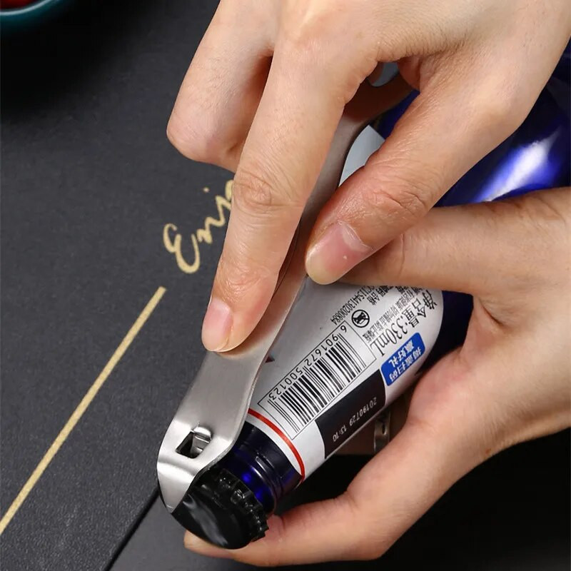 Patvarus nerūdijančio plieno alaus vyno butelių atidarytuvas, barmenas, nešiojamasis plokščias dangtelis kamščiatraukio nuėmimo juostos virtuvės priedai