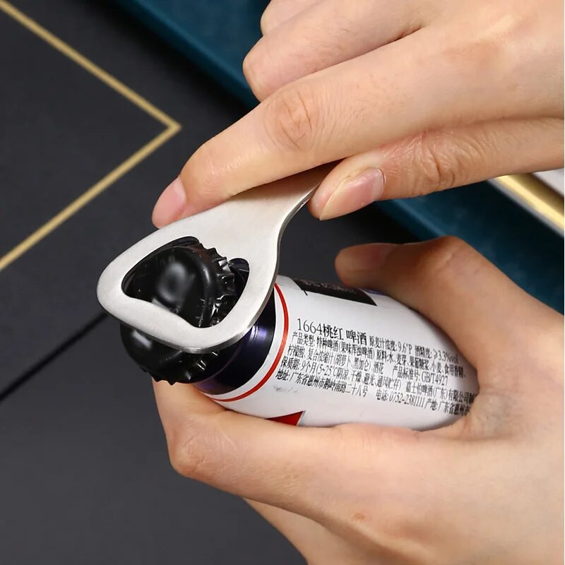 Patvarus nerūdijančio plieno alaus vyno butelių atidarytuvas, barmenas, nešiojamasis plokščias dangtelis kamščiatraukio nuėmimo juostos virtuvės priedai