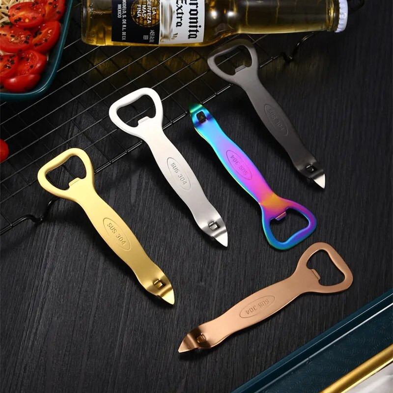 Patvarus nerūdijančio plieno alaus vyno butelių atidarytuvas, barmenas, nešiojamasis plokščias dangtelis kamščiatraukio nuėmimo juostos virtuvės priedai