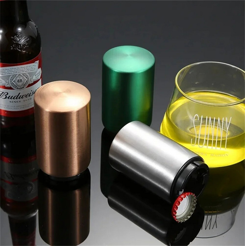 Radošs magnētiskais automātiskais alus pudeļu attaisāmais virtuves iekārta nerūsējošā tērauda presējamā vāka alus korķviļķu rīki Portatīvie bāra sīkrīki