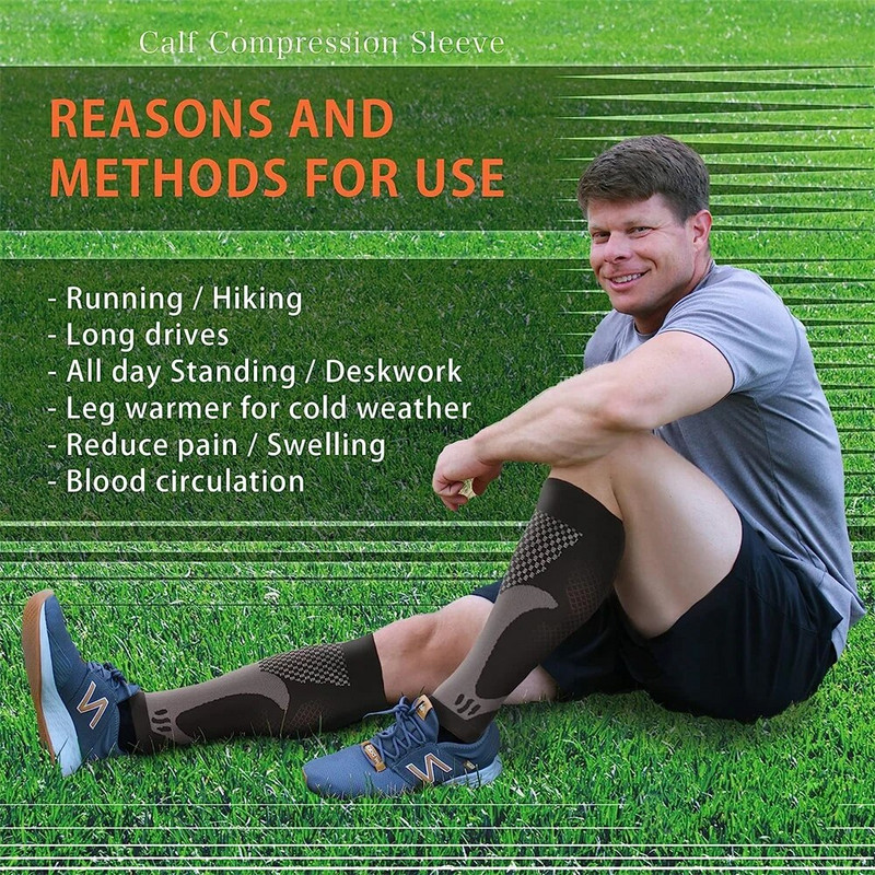 1 paar säärekompressioonvarrukat meestele, naistele – säärevarrukate ja säärelahaste tugi jalakrampide leevendamiseks, veenilaiendite korral, jooksmiseks