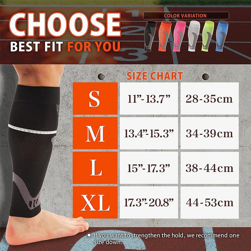 1 paar säärekompressioonvarrukat meestele, naistele – säärevarrukate ja säärelahaste tugi jalakrampide leevendamiseks, veenilaiendite korral, jooksmiseks