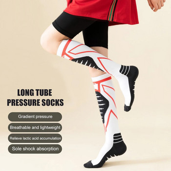1 Ζεύγος κάλτσες συμπίεσης Κάλτσες με κιρσούς ψηλά στο γόνατο Ανδρικές γυναίκες Αθλητικές κάλτσες κατά της κόπωσης Κάλτσες συμπίεσης για ανακούφιση από τον πόνο