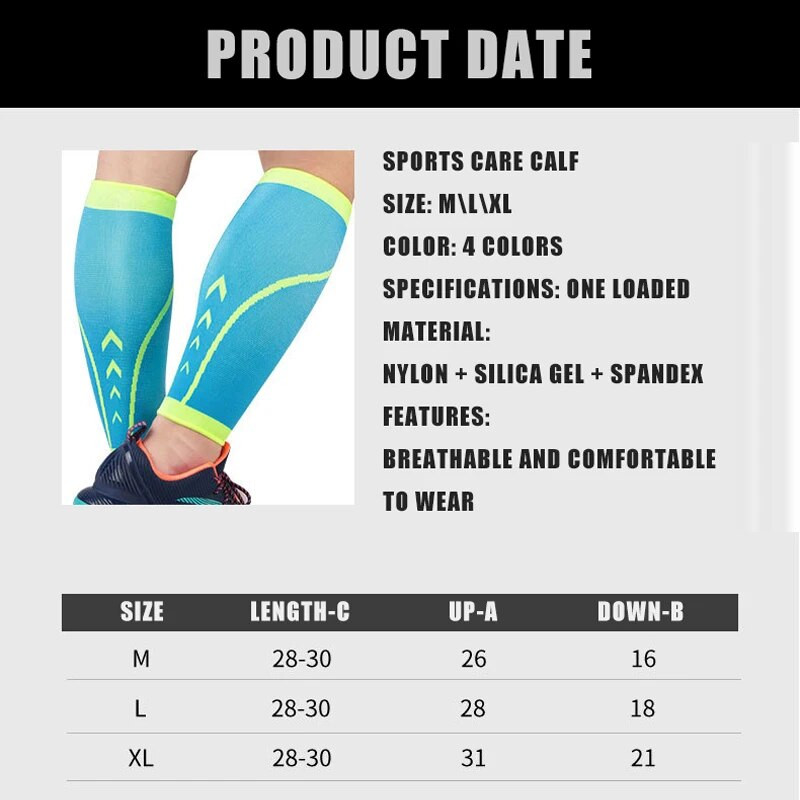2gab Kompresijas ikru piedurknes Kāju sildītāji Futbols Basketbols Skriešana Riteņbraukšana Sporta zāle Apakšstilbu šinas un ikru sāpju mazināšanai pielāgots logotips