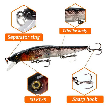 1 τμχ Fishing Lure 11,5cm/14g Minnow Crankbait Wobblers 3D Eyes Perch Τεχνητό δόλωμα Pike Carp Bait Swim Bait Fishing Pesca