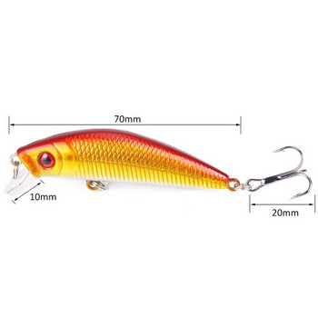 Aorace Minnow Fishing Lure 70mm 8g 3D Eyes Crankbait wobbler Τεχνητό πλαστικό σκληρό δόλωμα εργαλείο ψαρέματος