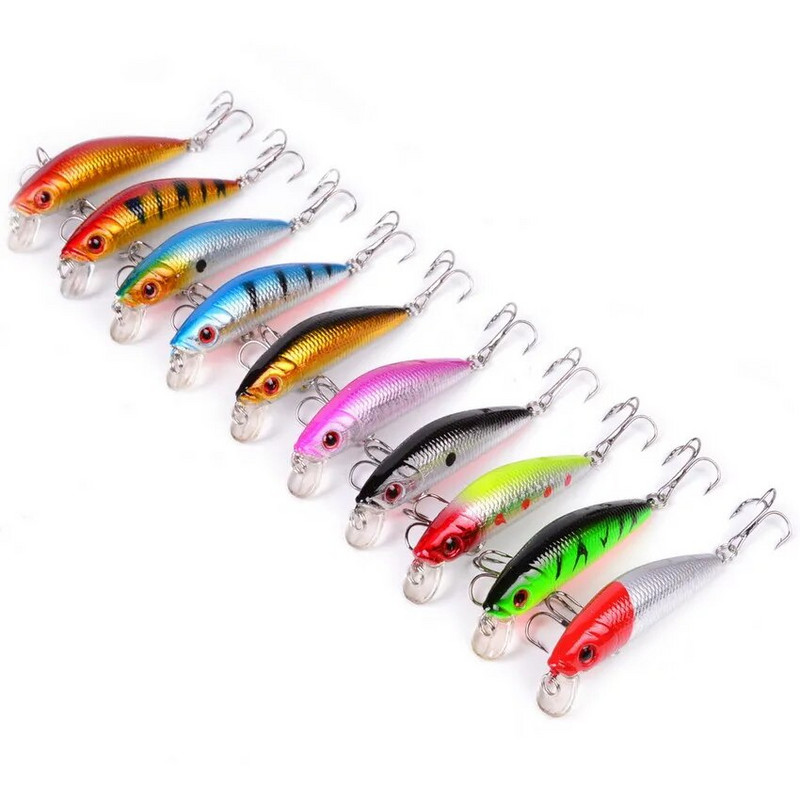 Aorace Minnow žvejybos masalas 70mm 8g 3D Eyes Crankbait vobleris dirbtinio plastiko kieto masalo žvejybos reikmenys