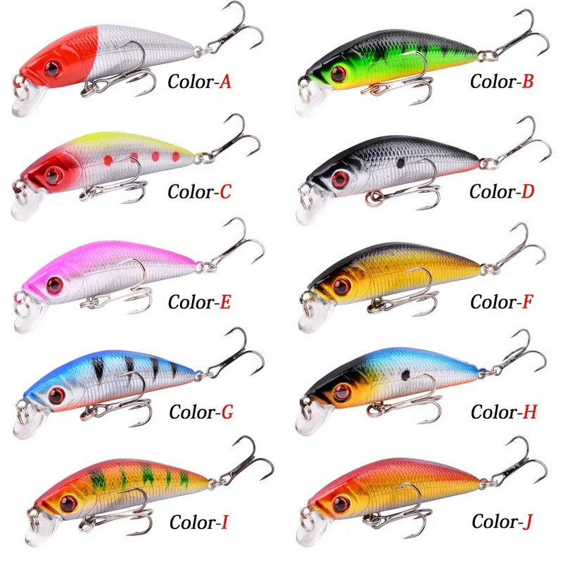 Aorace Minnow žvejybos masalas 70mm 8g 3D Eyes Crankbait vobleris dirbtinio plastiko kieto masalo žvejybos reikmenys