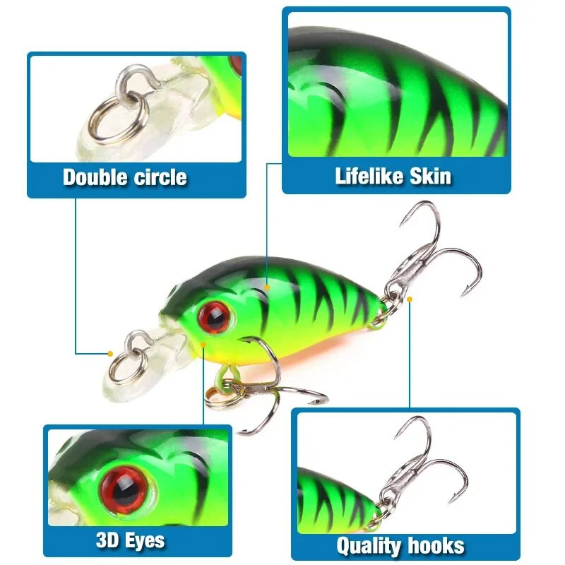 1 vnt Minnow žvejybos masalas 45 mm 3,8 g Crankbait kietas masalas Topwater dirbtinis vobleris Bass Japan Muselinės žvejybos priedai