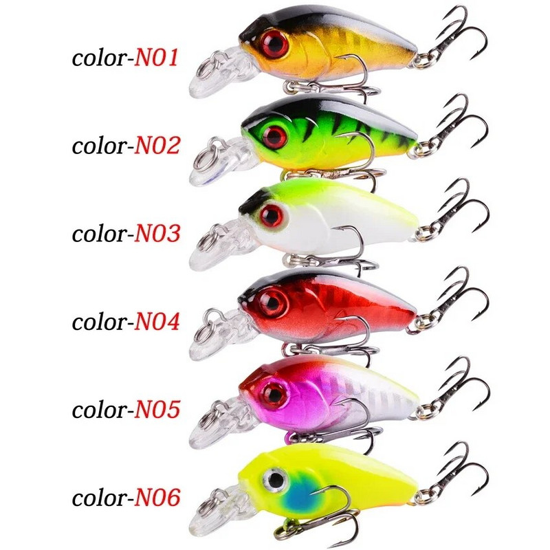 1 vnt Minnow žvejybos masalas 45 mm 3,8 g Crankbait kietas masalas Topwater dirbtinis vobleris Bass Japan Muselinės žvejybos priedai