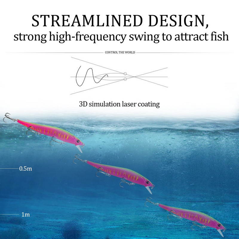 1tk Kalasööt 115mm/14g Minnow Crankbait Voblerid 3D Eyes Ahvena tehissööt haugi karpkala sööt ujumissööt kalapüügi Pesca