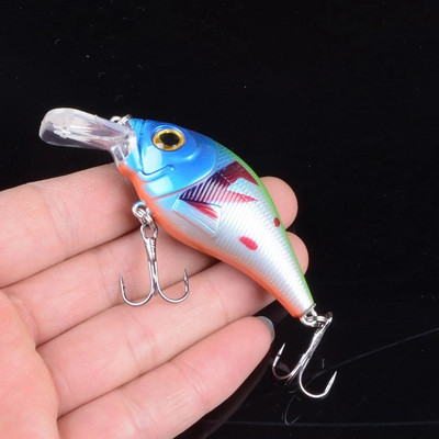 1tk 7,5cm 10,2g kõvad VIB landid kalapüügi Minnow söödaga Treble konksud uppuvad Crankbait voblerid kalastustarbed 3DEyes