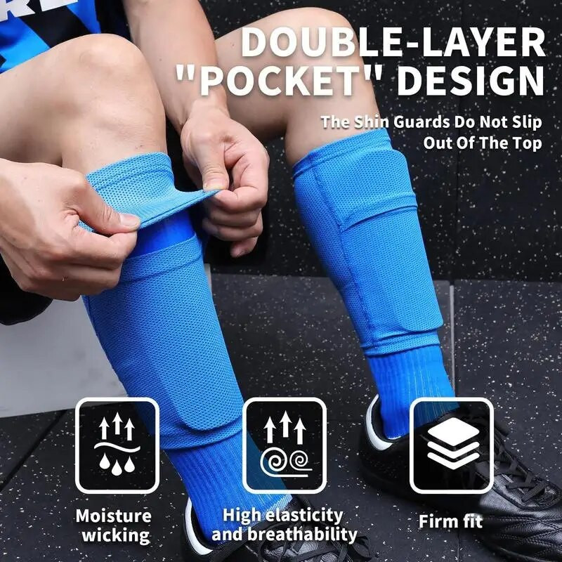 Soccer Shin Guards Προστατευτικό μανίκι με ένθετο προστατευτικό κνήμης τσέπης για νέους και ενήλικες Εξοπλισμός ποδοσφαίρου για μείωση του κραδασμού