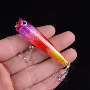 1τεμ 6,5cm 6,6g Popper Fishing lures Hard Bionic Painted bait Wobblers Swim Fishing Tackle 8 Colors 6# Hooks 3D eyes