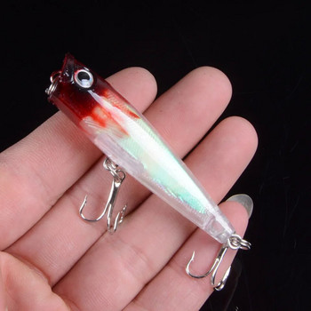 1τεμ 6,5cm 6,6g Popper Fishing lures Hard Bionic Painted bait Wobblers Swim Fishing Tackle 8 Colors 6# Hooks 3D eyes