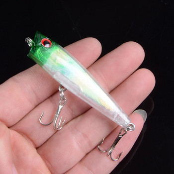 1τεμ 6,5cm 6,6g Popper Fishing lures Hard Bionic Painted bait Wobblers Swim Fishing Tackle 8 Colors 6# Hooks 3D eyes