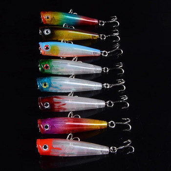 1τεμ 6,5cm 6,6g Popper Fishing lures Hard Bionic Painted bait Wobblers Swim Fishing Tackle 8 Colors 6# Hooks 3D eyes