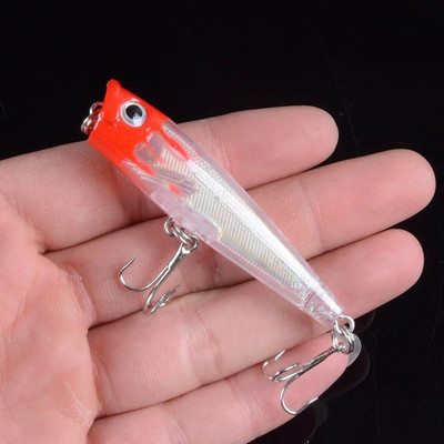 1 buc 6,5 cm 6,6 g Popper Naluci de pescuit Hard Bionic Momeală vopsită Wobblers Swim Fishing Tackle 8 culori 6 # cârlige ochi 3D