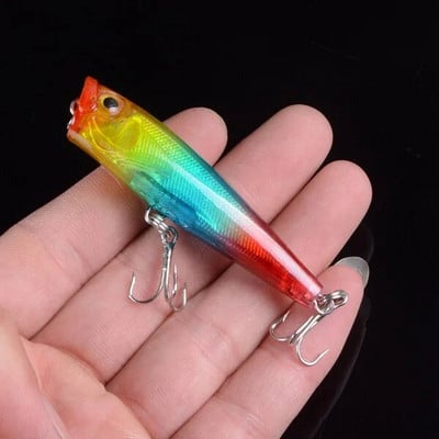 1 kom 6,5 cm 6,6 g Popper mamac za ribolov Tvrdi bionički oslikani mamac Vobleri Pribor za plivanje 8 boja 6 # udica 3D oči