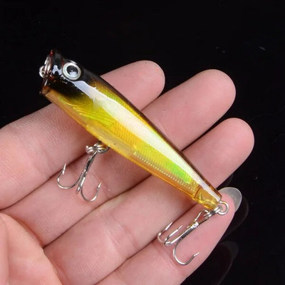 1 kom 6,5 cm 6,6 g Popper mamac za ribolov Tvrdi bionički oslikani mamac Vobleri Pribor za plivanje 8 boja 6 # udica 3D oči