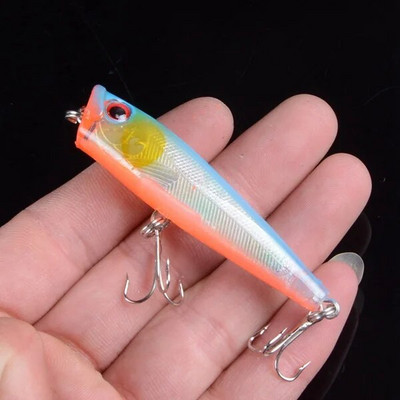 1 kom 6,5 cm 6,6 g Popper mamac za ribolov Tvrdi bionički oslikani mamac Vobleri Pribor za plivanje 8 boja 6 # udica 3D oči