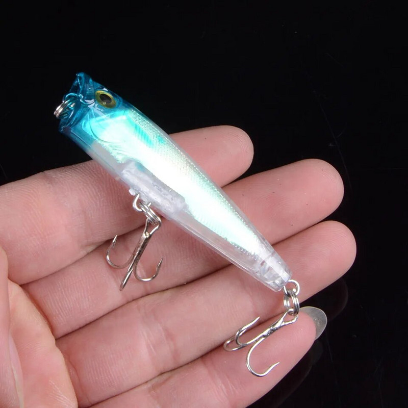 1 kom 6,5 cm 6,6 g Popper mamac za ribolov Tvrdi bionički oslikani mamac Vobleri Pribor za plivanje 8 boja 6 # udica 3D oči