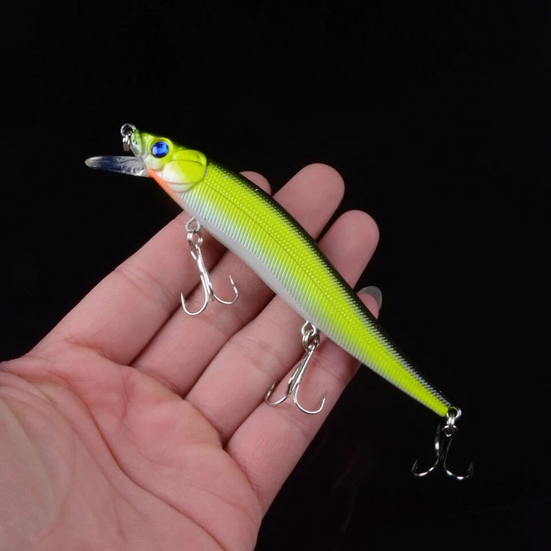 1 tk Classic Minnow kalastuslant, kõva kunstsööt, biooniline 3D silmad 11,5 cm 14 g kalapüügivoblerid Crankbait plastist kalatarbed