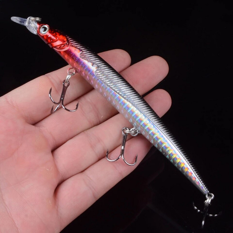 1 komad dulji 13,5 cm mamci za pecanje Minnow Vobleri 3D oči Plutajući mamci za morske šarane Tvrdi mamci Pesca Isca 3D oči