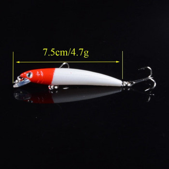 Καλής ποιότητας 1 τεμ. 7,5 cm/4,7 g Fishing Lures Minnow Lure 12 Colors Artificial Make Plastic Crankbait Wobblers Fishing Bait pesca